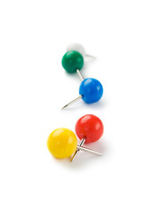 Push pins isolated on white