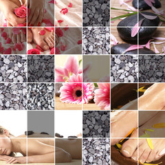 Collage of different spa treatment images