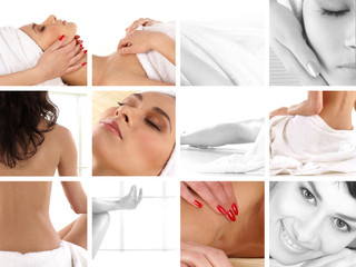 Obraz na płótnie Canvas A set of different spa treatment images