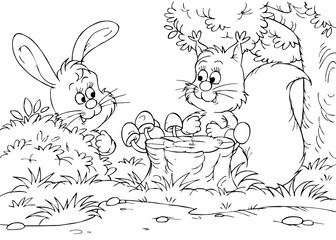 Hare and squirrel