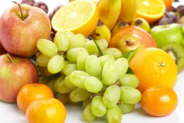 fresh fruits on the white background