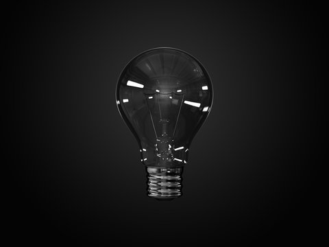 A render of an incandescent lightbulb over a dark background