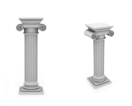 Marble columns frontal and diagonal view