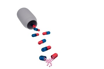 Medicine pouring out of bottle