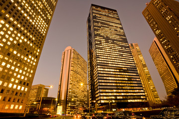 Obraz premium 夜の新宿高層ビル街