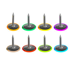 A set of colorfull drawing pins