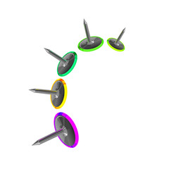 set of different drawing pins