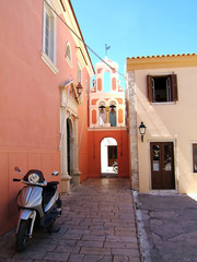 Italian scooter in front of Greek church