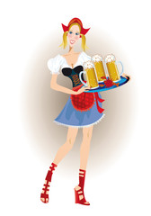 Bavarian woman with beer