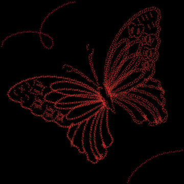 Background with red butterfly, vector illustration