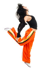Woman dancer in jumping pose