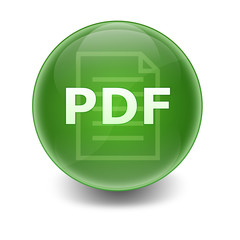 Esfera brillante con texto "PDF"