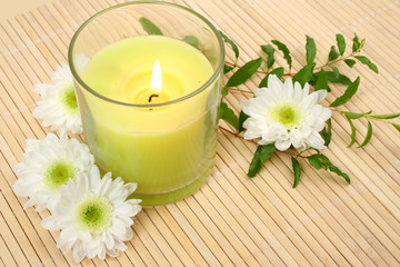 Flowers and candle
