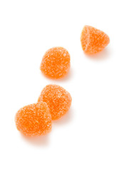 Fruit jellies isolated on white background