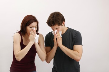 Young woman amd man with handkerchiefs