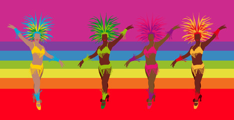 Danseuses de samba -arc-en-ciel