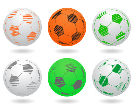 Soccer Balls Icon Set - vector