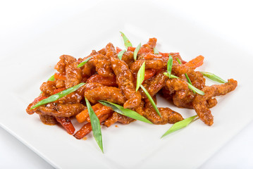 Beef at sour-sweet sauce