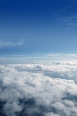 Fototapeta na wymiar blue sky clouds view from aircarft airplane