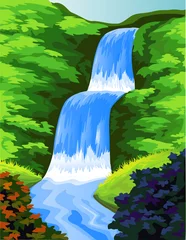 Stof per meter Prachtige waterval © matamu