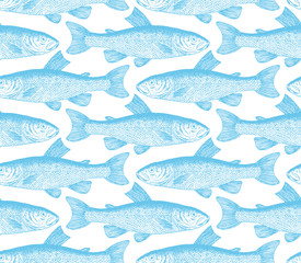 seamless vintage fish pattern (vector)
