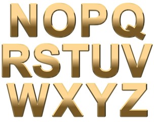 Gold Alphabet Letters Uppercase N-Z On White