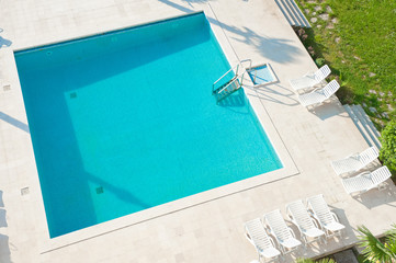 Square swimming pool. High angle view - 22724778