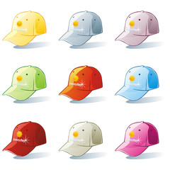 fully editable vector illustration of isolated hat set
