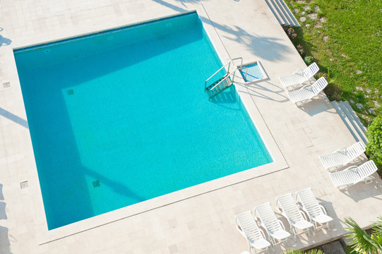 Square Swimming Pool. High Angle View