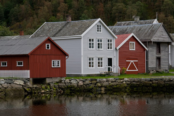 Fototapeta na wymiar Norway wooden houses in countryside