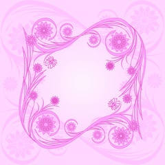vector illustration of a floral ornament on pink background