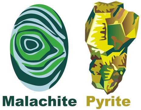 Mineral Crystal Malachite Pyrite