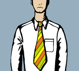 Sad business man with creative tie.