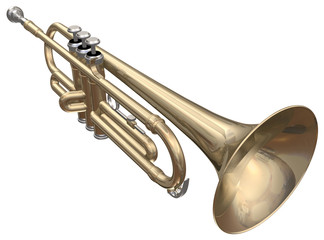 Plakat Isolated trumpet on a white background