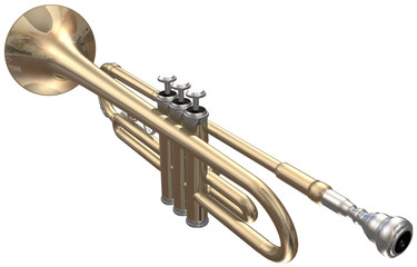 Isolated trumpet on a white background