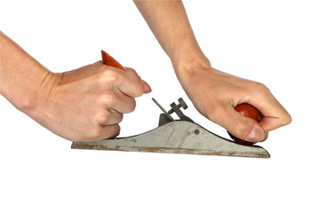 man's hand with old plane
