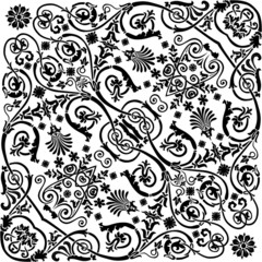 black abstract traditional curled pattern