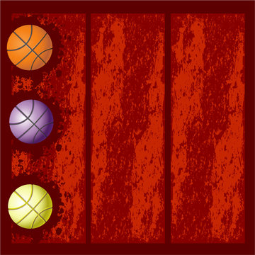 Three Basket red grunge background