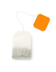 Tea bag isolated on white
