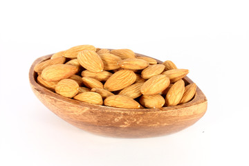 Almonds in a wood bowl