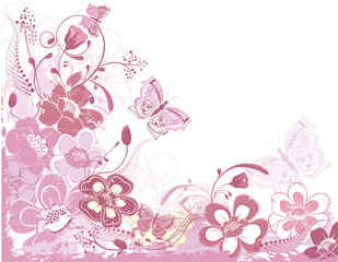 Obraz na płótnie Canvas Summer card with flowers and butterflies.