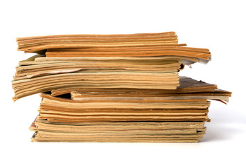 tattered journals stack isolated on white background