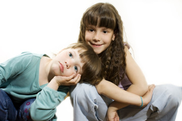 Two cute little bored girls
