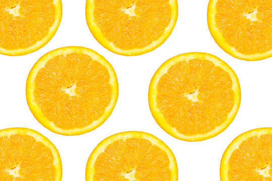 Decorative fruit pattern made of fresh oranges	