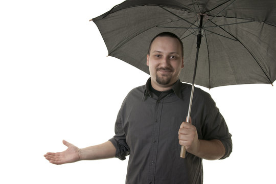 Man Holding Black Umbrella