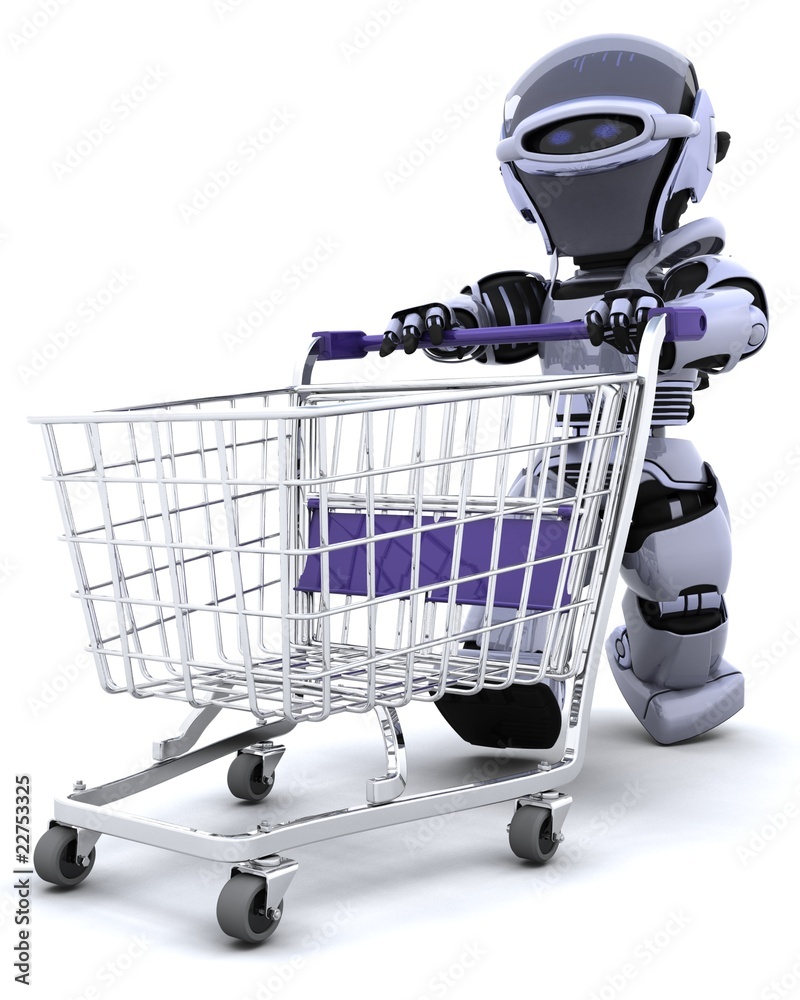 Wall mural robot shopping