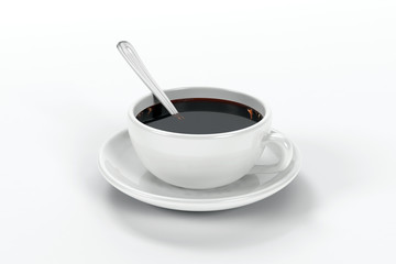Close up of a cup of coffee including a spoon