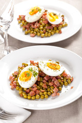 egg dish with ham and peas