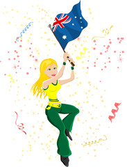 Australia Soccer Fan with flag