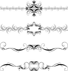 Four patterns for frame. Black isolated on the white. Vector